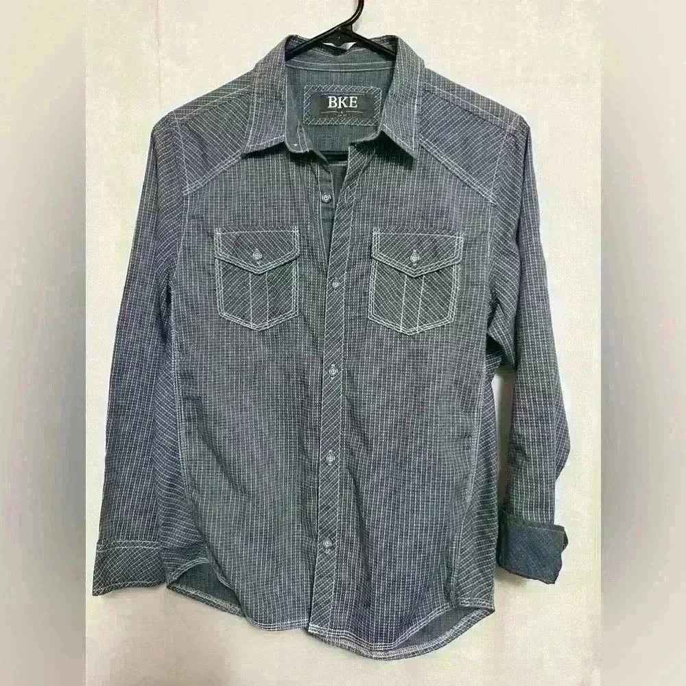 Boys Buckle Dress Shirt Lt blue Size Large 14-16 A0004